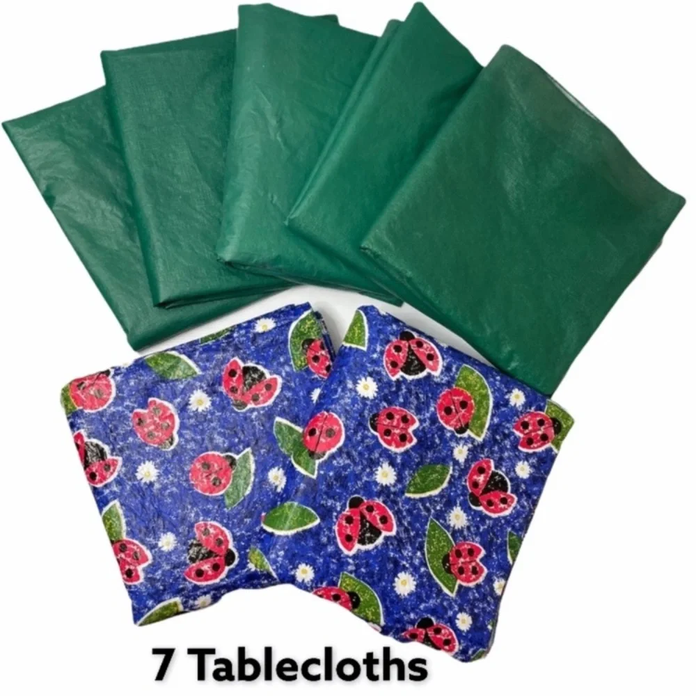 Tablecloth Set Green Blue Red Patterned Tablecloths Lot 7 Pc Home Decor Bundle